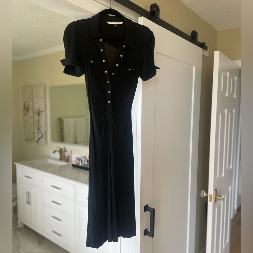 Diane Von Furstenberg Black Fitted Midi Dress